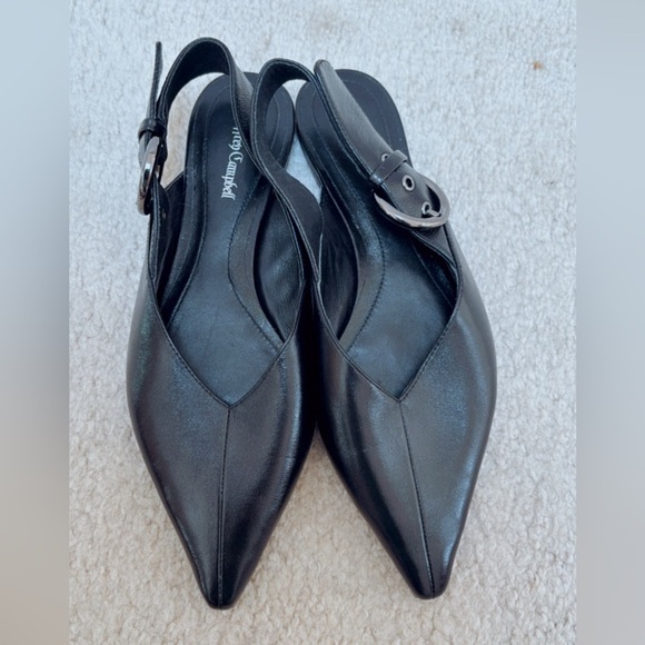 NEW Jeffrey Campbell Scone Slingback Pointed Toe Flat Black Leather Size 6.5 - Picture 3 of 8